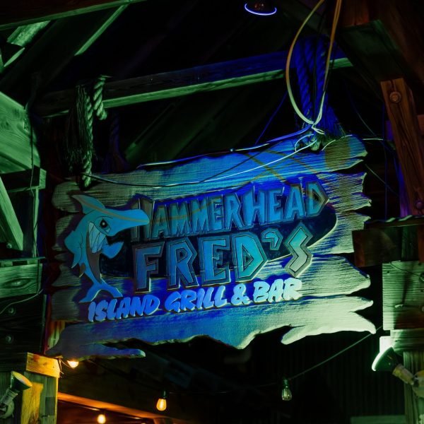 Hammerhead Fred's neon sign, PCB Spring Break 2026