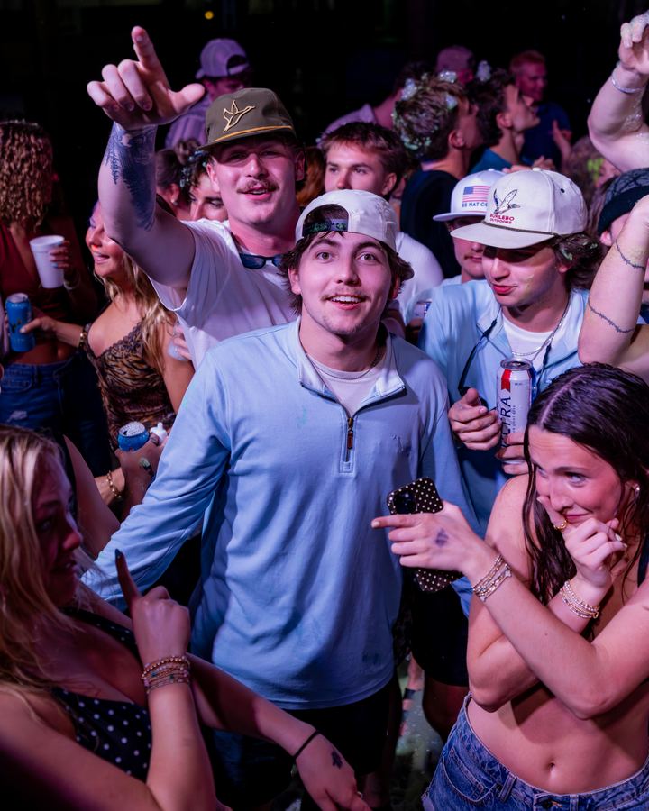 Happy crowd facing the camera